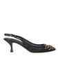 Dolce & Gabbana Black Mesh Embellished Heel Slingbacks Shoes