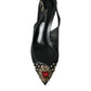 Dolce & Gabbana Black Mesh Embellished Heel Slingbacks Shoes