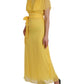 Dolce & Gabbana Yellow Silk Sheath Belted Long Maxi Dress