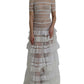 Dolce & Gabbana White Nylon Sheer Tiered Lace Maxi Dress