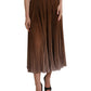 Dolce & Gabbana Brown Polyester Pleated High Waist Midi Skirt