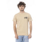 Cavalli Class Beige Cotton Men T-Shirt