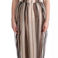 Dolce & Gabbana Beige Brown Striped Silk Sheath Dress