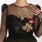 Dolce & Gabbana Black Gold Crystal Heart A-line Dress