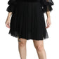 Dolce & Gabbana Black Mesh Pleated Mini Silk Blend Dress