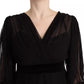 Dolce & Gabbana Black V-neck Long Sleeves Mini A-line Dress