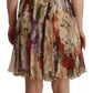 Dolce & Gabbana Beige Floral Sleeveless Round Neck Mini Dress