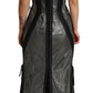 Dolce & Gabbana Black Crystals Lace Up Runway Gown Dress