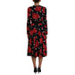 Dolce & Gabbana Black Sicily Bag Print Flared Midi Dress