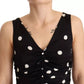 Dolce & Gabbana Black Silk Polka Dots V-neck Sheath Midi Dress