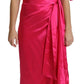 Dolce & Gabbana Fuchsia Fitted Cut One Shoulder Midi Dress