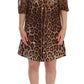 Dolce & Gabbana Leopard Silk Wool Crystal Shift Dress