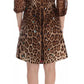 Dolce & Gabbana Leopard Silk Wool Crystal Shift Dress