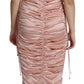 Dolce & Gabbana Pink Spaghetti Strap Bodycon Midi Dress