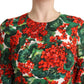 Dolce & Gabbana Red Green Portofino-Print Poplin Midi Dress