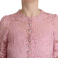 Dolce & Gabbana Shift Lilac Lace Feathers Long Sleeves Dress