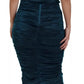 Dolce & Gabbana Silk Blend Blue Satin Fitted Strapless Dress