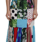 Dolce & Gabbana Silk Multicolor Patchwork Sheath Maxi Dress