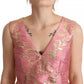 Dolce & Gabbana Sundress Pink Floral Jacquard Sleeveless Mini Dress