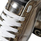 Dolce & Gabbana Bronze Leather Logo Sneaker Portofino Shoes