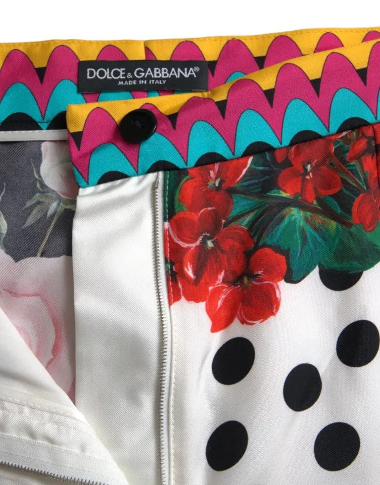 Dolce & Gabbana Multicolor Floral Polka Dot Hot Pants Shorts