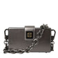 Dolce & Gabbana Metallic Gray Calfskin Leather DG BOX Shoulder Bag