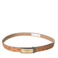 Dolce & Gabbana Beige Leather Gold Logo Engraved Buckle Belt