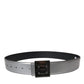 Dolce & Gabbana Silver Leather Square Metal Buckle Belt