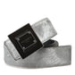 Dolce & Gabbana Silver Leather Square Metal Buckle Belt