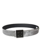 Dolce & Gabbana Silver Leather Square Metal Buckle Belt