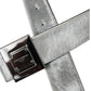 Dolce & Gabbana Silver Leather Square Metal Buckle Belt