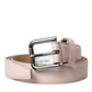 Dolce & Gabbana Light Pink Leather Silver Metal Buckle Belt