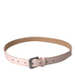 Dolce & Gabbana Light Pink Leather Silver Metal Buckle Belt