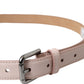 Dolce & Gabbana Light Pink Leather Silver Metal Buckle Belt