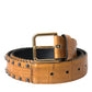 Dolce & Gabbana Beige Alligator Leather Studded Metal Buckle Belt