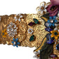 Dolce & Gabbana Multicolor Embellished Floral Crystal Wide Waist Belt