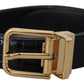 Dolce & Gabbana Black Exotic Leather Gold Metal Buckle Belt