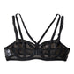 Dolce & Gabbana Black Floral Lace Nylon Balconcino Bra Underwear