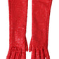 Dolce & Gabbana Red Lurex Fantasia Mid Arm Length Gloves