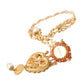 Dolce & Gabbana Gold BrassChain Sacred Heart Rose Crystal Charm Necklace