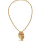 Dolce & Gabbana Gold Brass Chain Sacred Heart Crystal Charm Necklace