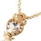 Dolce & Gabbana Gold Brass Chain Sacred Heart Crystal Charm Necklace