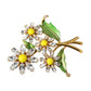 Dolce & Gabbana Gold Yellow Green Filigree Flower Crystals Brooch Pin