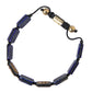 Nialaya Flat Bead Blue Lapis White CZ 925 Bracelet Mens