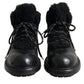 Dolce & Gabbana Black Leather Bernini Shearling Boots Shoes