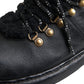 Dolce & Gabbana Black Leather Bernini Shearling Boots Shoes