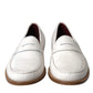 Dolce & Gabbana White Leather Slip On Mocassin Loafers Shoes