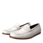 Dolce & Gabbana White Leather Slip On Mocassin Loafers Shoes