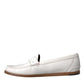 Dolce & Gabbana White Leather Slip On Mocassin Loafers Shoes