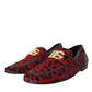 Dolce & Gabbana Red Black Leopard DG Loafers Formal Men Shoes